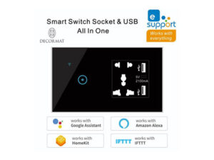 Smart Switch Socket & USB All In One 1 ปุ่ม สีดำ