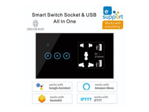 Smart Switch Socket & USB All In One 3 ปุ่ม สีดำ