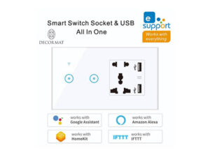 Smart Switch Socket & USB All In One 2 ปุ่ม สีขาว