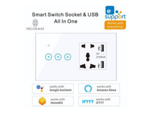 Smart Switch Socket & USB All In One 3 ปุ่ม สีขาว